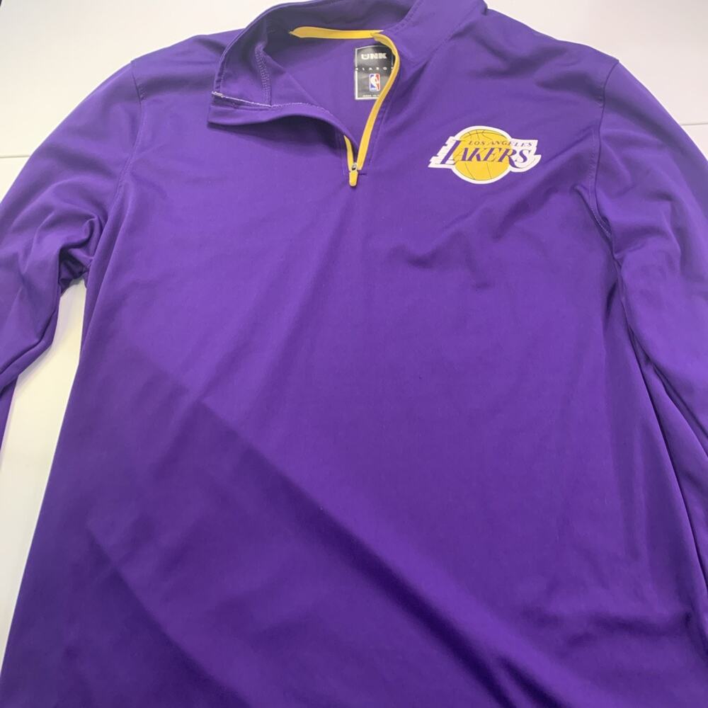 Los Angeles Lakers NBA 1/4 Zip Men's L Pullover Long Sleeve Shirt Jacket Purple